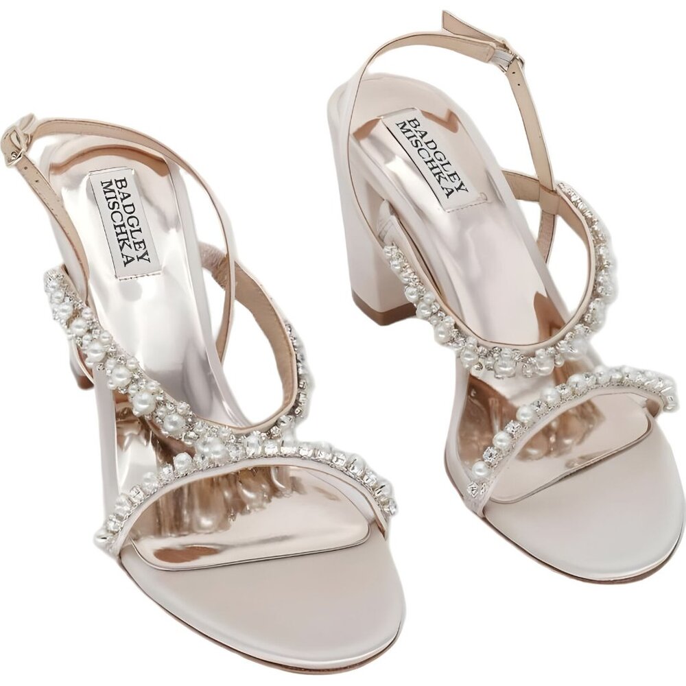 Badgley Mischka Pearl Embellished Heels - Cream